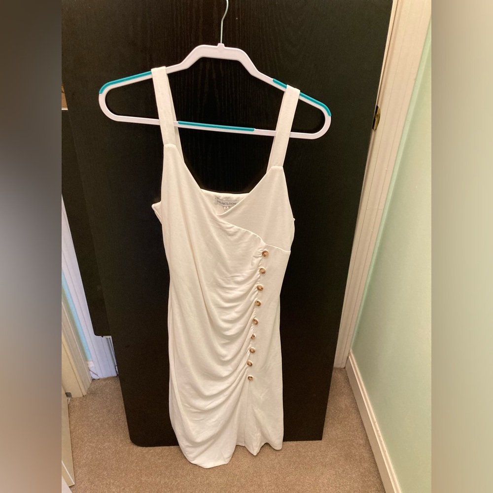 Heartloom White Side Drape Sleeveless Dress Size Medium